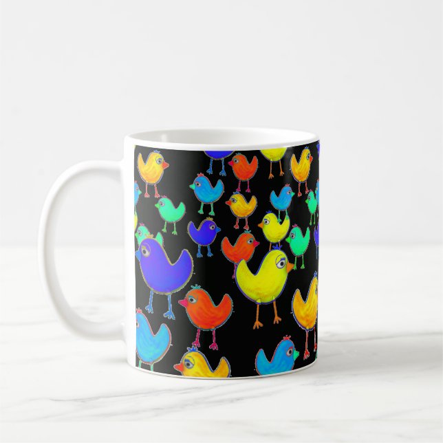 Lönnrika flerfärgade fåglar kaffemugg (Vänster)