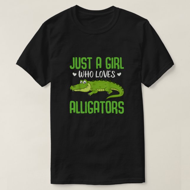 Lönnstigt Alligator Design Girls Kids Women Reptil T Shirt (Design framsida)