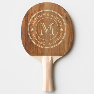 Lönnträ Bröllopsmonogram Stjärna Pingisracket