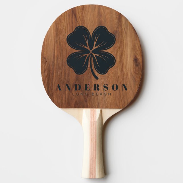Lönnträ Fyrklöver med Namn Pingisracket (Baksidan)