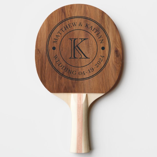 Lönnträ Monogram för Bröllop Pingisracket (Baksidan)