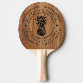 Lönnträ Pineapple Bröllopskam & Namn Pingisracket