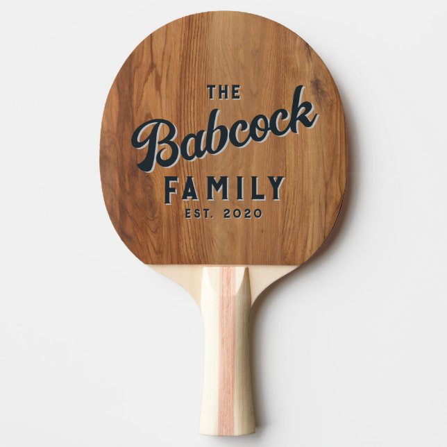 Lönnträ Retro Familjenamn & År Pingisracket (Framsidan)