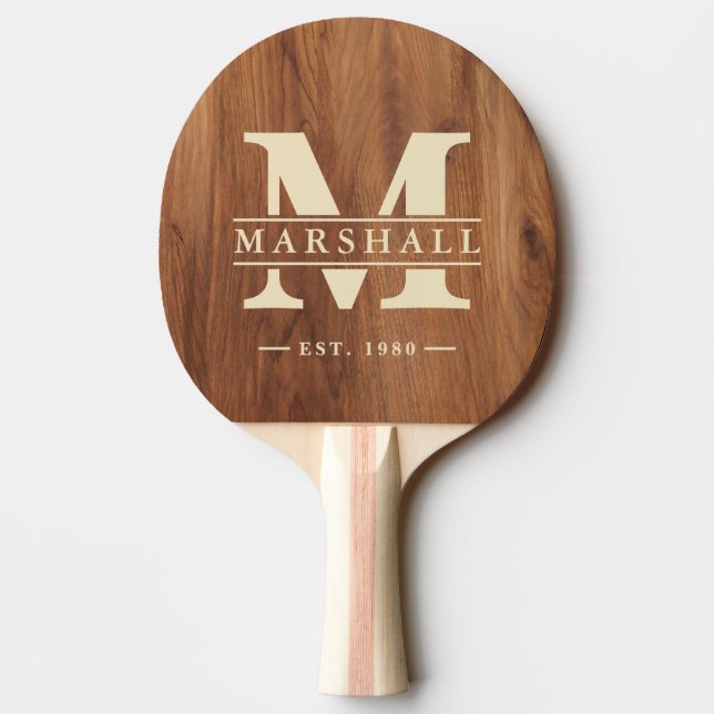 Lönnträmonogram & Namnöverlägg Pingisracket (Baksidan)