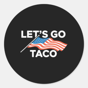 Lönnyamerikanska Flagga Out Låt oss Go Taco Runt Klistermärke
