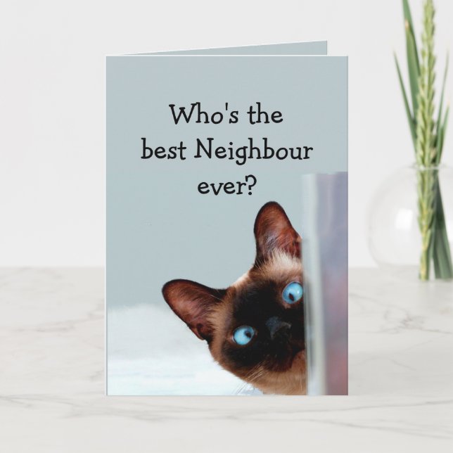 Lönnye granne Birthday Önskemål Siamese Cat Kort (Framsida)