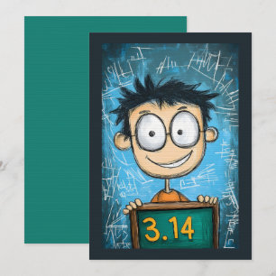 Lönnyj Genius Pi Day in Action Tecknad Math Whiz Inbjudningar
