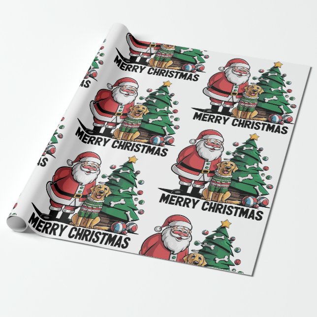 Lönnyj Labrador Retriever Hund med Jultomten Art Presentpapper (Utrullad)