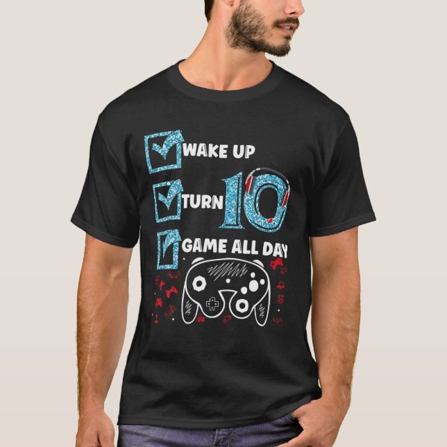 Lönsam 10-årig 10-Födelsedagsfests gammaldags spel T Shirt (Framsida)