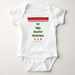 Lönsam 1:a Ugly Sweater jul Red Nordic Baby T Shirt