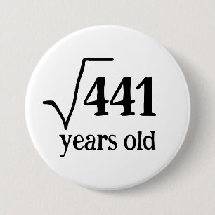 Lönsam 21:a födelsedagsmattens badge Square Root 4 Knapp