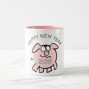 Lönsam 2 Tecknader Gris år Zodiac Birthday Mugg