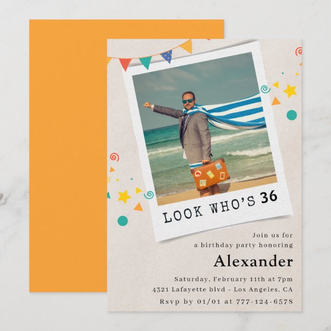 Lönsam 36-årsinbjudan till fotofoto Manar Inbjudningar (Fram/baksida)