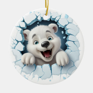 Lönsam 3D Ice Bear-jul Julgransprydnad Keramik