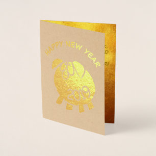 Lönsam 4 Tecknader Gris år Zodiac Birthday Luxury  Folierat Kort