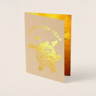 Lönsam 5 Tecknader Gris år Zodiac Birthday Luxury  Folierat Kort