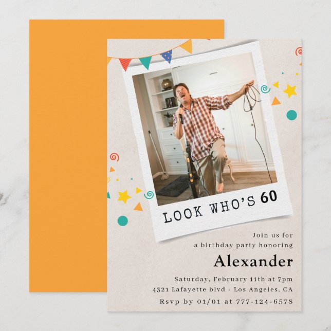 Lönsam 60-årsinbjudan Manar Roligt Photo Inbjudningar (Fram/baksida)