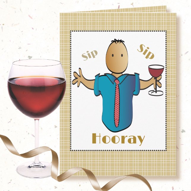 Lönsam 60:e Röda vin-Tecknaden Etniska födelsedag Kort (Skapare uppladdad)
