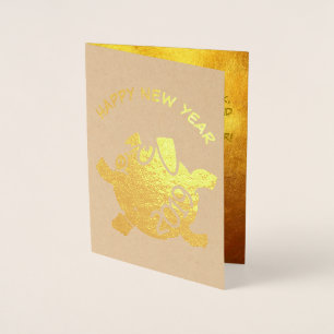 Lönsam 6 Tecknader Gris år Zodiac Birthday Luxury Folierat Kort
