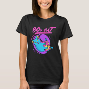 Lönsam 80-årsjubileum DJ Cat Eighties Retro Vaporw T Shirt