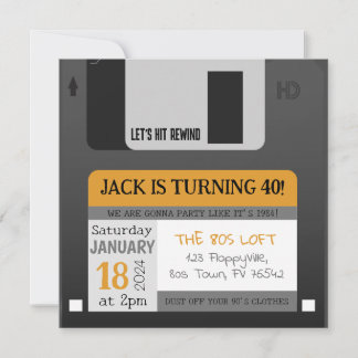 Lönsam 80s-diskett 90s födelsedagsinbjudan inbjudningar