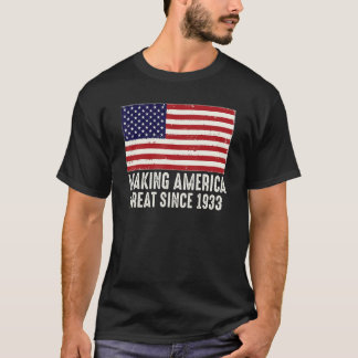 Lönsam 90:e Birthday USA Flagga Skapar America Und T Shirt