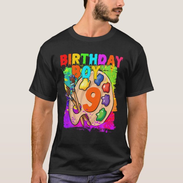 Lönsam 9:e födelsedagstorgsmålning B-Dag 9 år O T Shirt (Framsida)