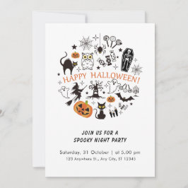 Lönsam Abstrakt Black and White Spooky Halloween Inbjudningar