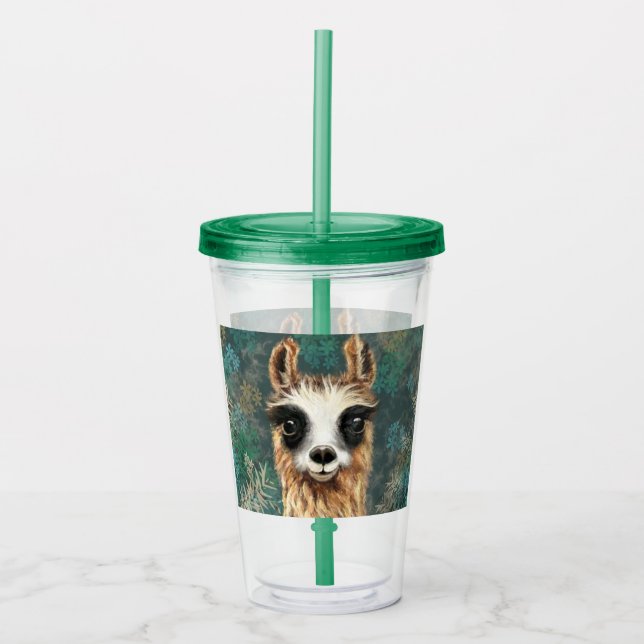 Lönsam akrylisk tumlare med Nyfikna Baby Alpaca Take Away Mugg (Framsida)