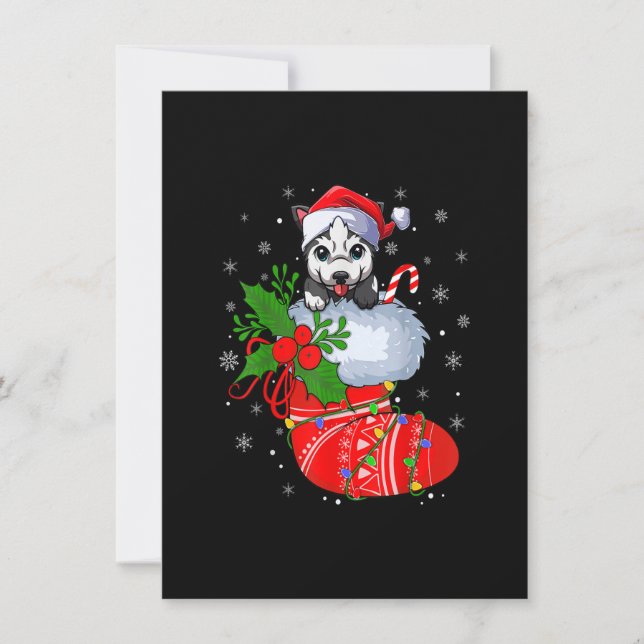 Lönsam Alaska Malamute Hund i julsockel Sant Inbjudningar (Framsida)