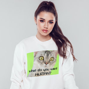 Lönsam Alien Cat-sarkastisk citattecken vit T Shirt