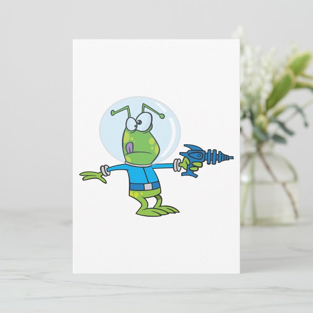 Lönsam Alien med Ray Gun Sci-Fi Space Invader Inbjudningar (Skapare uppladdad)