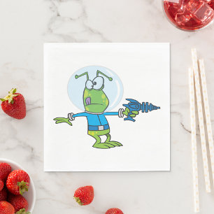Lönsam Alien med Ray Gun Sci-Fi Space Invader Pappersservett