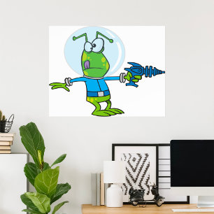 Lönsam Alien med Ray Gun Sci-Fi Space Invader Poster