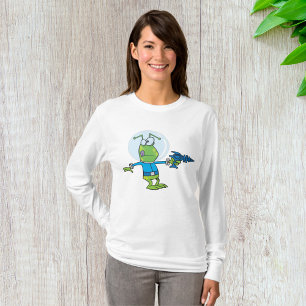 Lönsam Alien med Ray Gun Sci-Fi Space Invader T Shirt