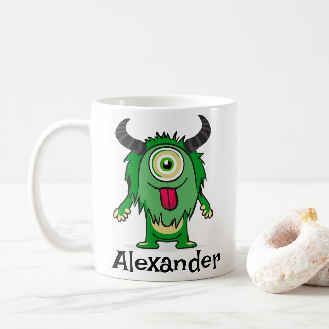 Lönsam Alien One Öga Grönt Monster Tecknad Kaffemugg (Med munk)
