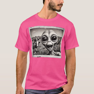 Lönsam Alien Selfie med kö Ufo Sci-Fi Humor T Shirt