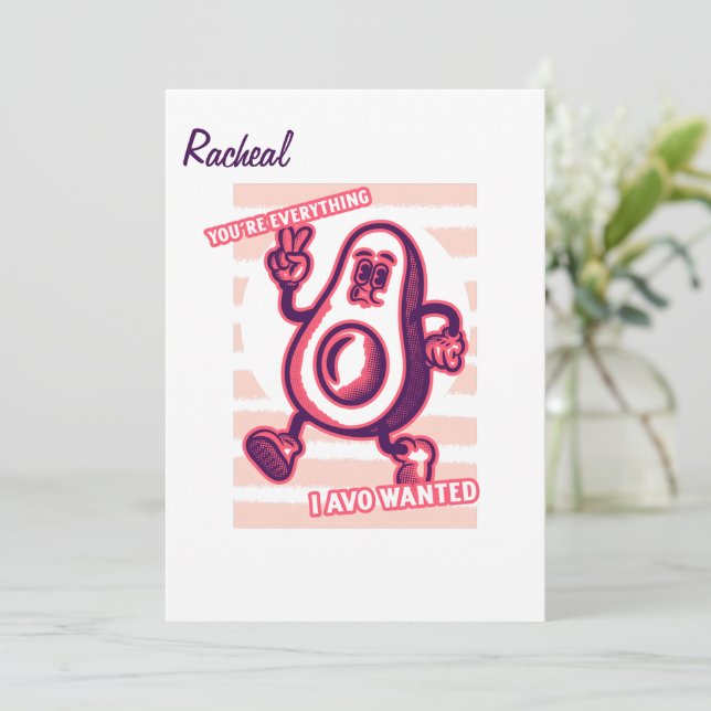 Lönsam Alla hjärtans dag för avocado älskare pun Julkort (Stående Fram)