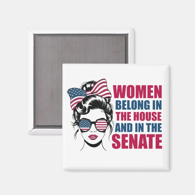 Lönsam amerikansk feministisk citattecken magnet (Front/Back)