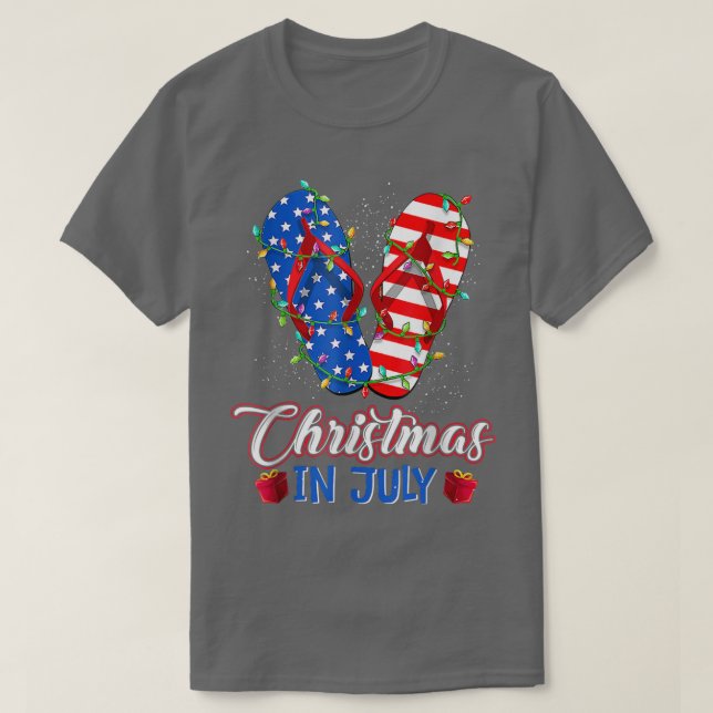 Lönsam amerikansk Flagga Flinflip flops Julafton L T Shirt (Design framsida)
