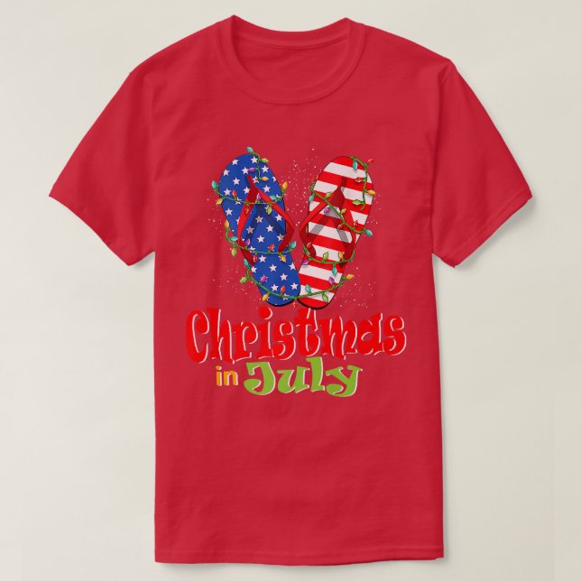 Lönsam amerikansk Flagga Flinflip flops Julafton L T Shirt (Design framsida)