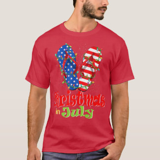Lönsam amerikansk Flagga Flinflip flops Julafton L T Shirt