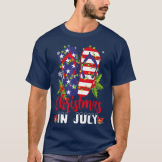 Lönsam amerikansk Flagga Flinflip flops Julafton L T Shirt