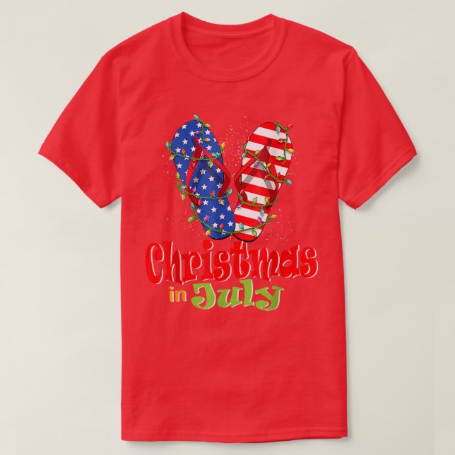 Lönsam amerikansk Flagga Flinflip flops Julafton L T Shirt (Design framsida)
