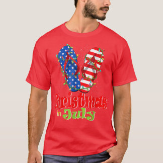 Lönsam amerikansk Flagga Flinflip flops Julafton L T Shirt