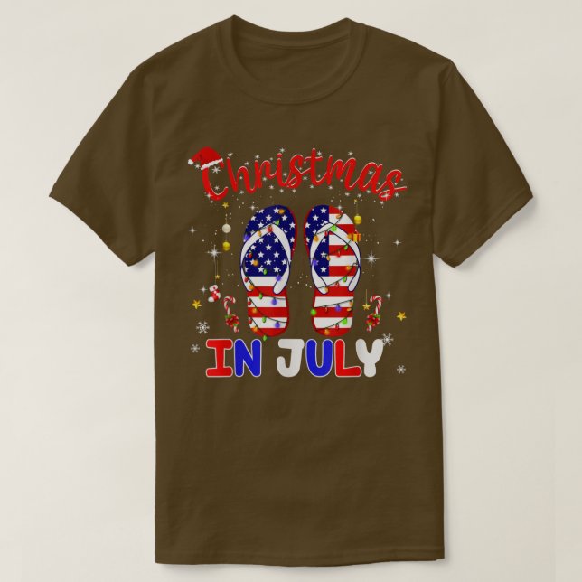 Lönsam amerikansk Flagga Flinflip flops Julafton L T Shirt (Design framsida)