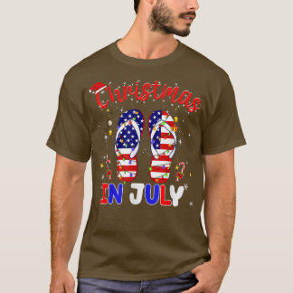 Lönsam amerikansk Flagga Flinflip flops Julafton L T Shirt