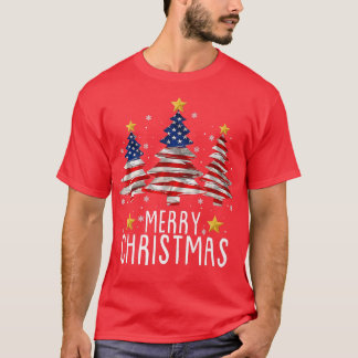 Lönsam amerikansk Flagga Julafton Pajama God jul T Shirt