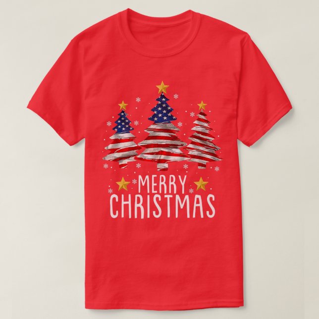 Lönsam amerikansk Flagga Julafton Pajama God jul T T Shirt (Design framsida)