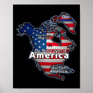 Lönsam amerikansk Flagga Kanada Grönland Bukt Kart Poster